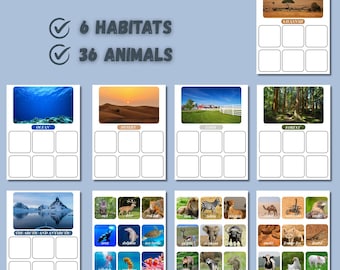 Animal Habitats Matching Activity Printable | Montessori Animal Classification Cards | Preschool Science Activity | Digital Download PDF