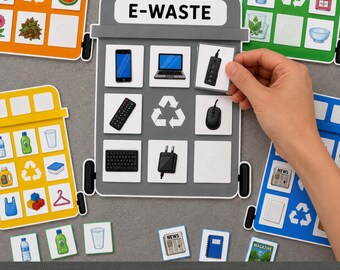 Recycling Sorting Activity Printable | Earth Day Busy Book | Recycling Matching Game | Preschool Science Activity | Montessori PDF