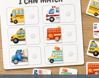 Vehicle Matching Puzzle Printable | Transportation Busy Book Activity | Preschool Learning Game | Montessori Printable | Digital Download