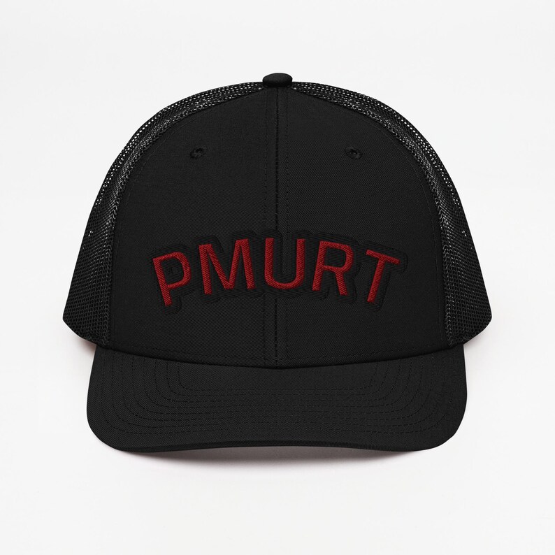PMURT Embroidered Hat, It Says Trump Backwards Hat, Snapback Trucker Cap,Hidden Message Cap, Funny Political Hat, Conversation Starter Hat