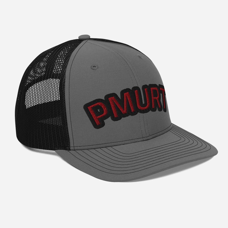 PMURT Embroidered Hat, It Says Trump Backwards Hat, Snapback Trucker Cap,Hidden Message Cap, Funny Political Hat, Conversation Starter Hat