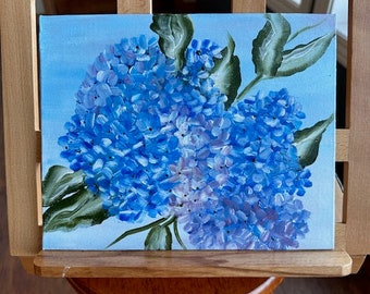 Painted Hydrangea on canvas panel 8x10/original artwork hydrangea