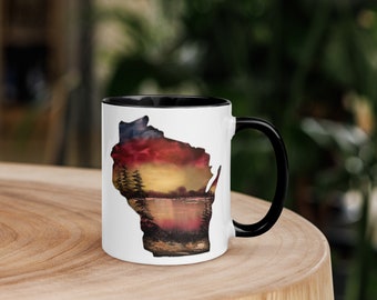 Wisconsin sunset over the lake mug, WI sunset mug, WI mug, Wisconsin mug, for him, for her, Wisconsin gift, WI swag