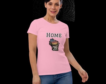 Wisconsin home Women's short sleeve t-shirt, WI home, Wisconsin home t-shirt, WI, Wisconsin, for her, college, student, teacher, gift her