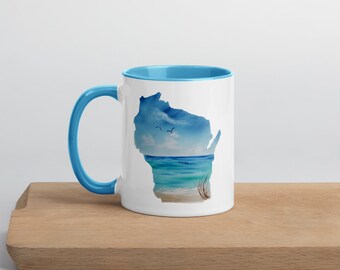 Wisconsin mug, Wisconsin, Lake, Lake Michigan, new sizes and personalization available, WI coffee mug, WI mug, Wisconsin, Bay,