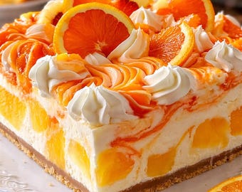 No Bake Orange Pineapple Swirl Cheesecake Recipe PDF (Digital Download)