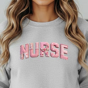 Nurse Sweatshirt, Faux Patchwork Nurse Crewneck, Nurse Pullover, Nurse Gift , Cozy Medical Sweatshirt