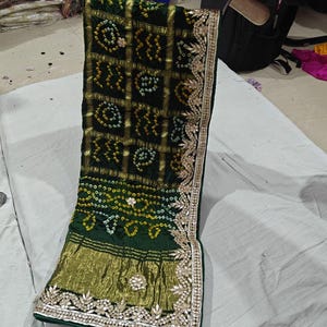 Puro Gajji Modal Seda Bandhej Dupatta, Trabajo Pesado Gotta Patti, Zari Pallu imagen 1