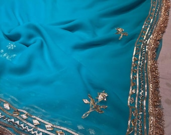 Sari de georgette, vestido indio festivo ligero, ropa para bodas