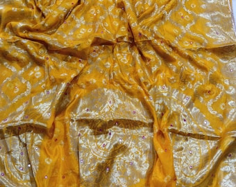 Banarasi Gharchola Dupatta, Moss Georgette, Bandhani, Gota Patti, Trabajo con espejos