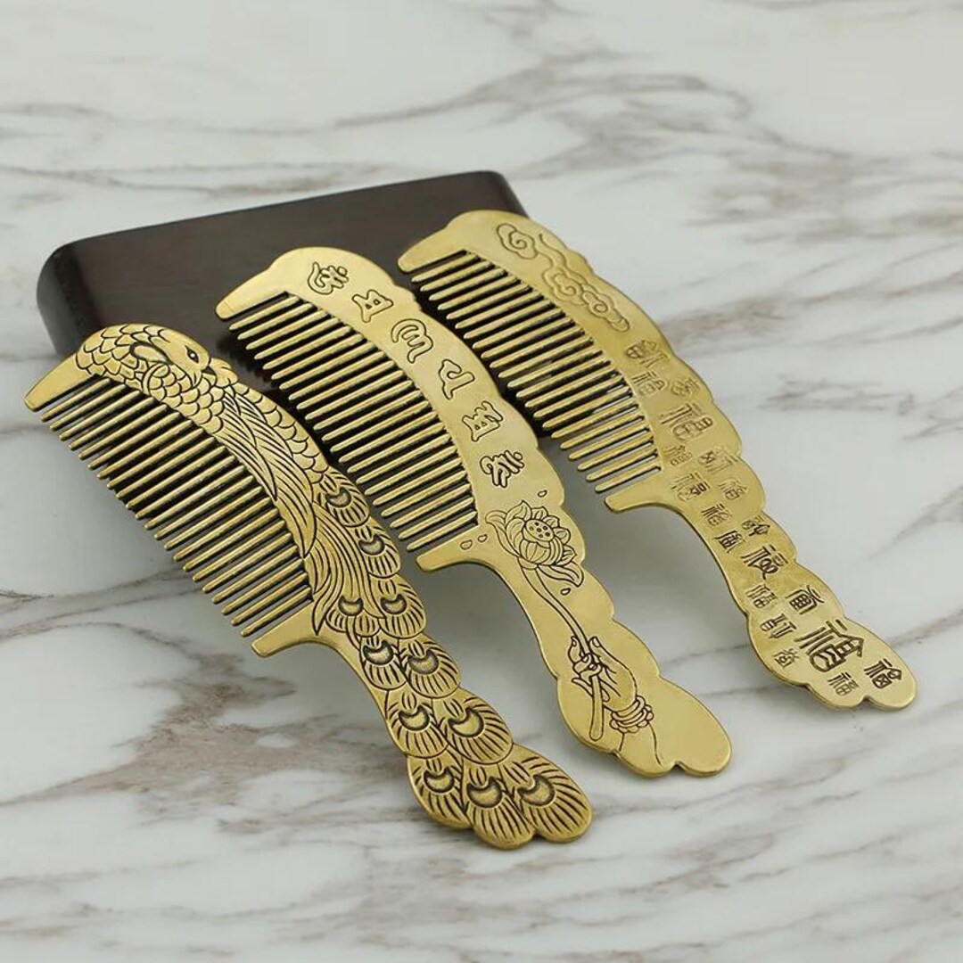 Peacock Copper Comb Home Dressing Table Decoration Vintage Pure Brass ...