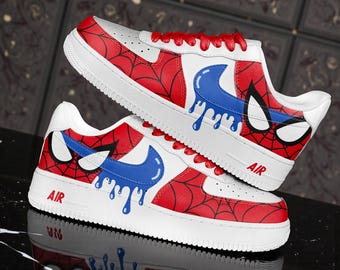 Custom Spider Drip AF1 Sneakers, Web Design with Spider Graphic, Hand-Painted Artistic Trainers, Unisex Custom Gift Shoes