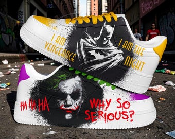Custom Superhero and Villain Af1 Sneakers, Hand-Painted Graffiti Design Shoes, Artistic Trainers, Unisex Custom Gift Shoes