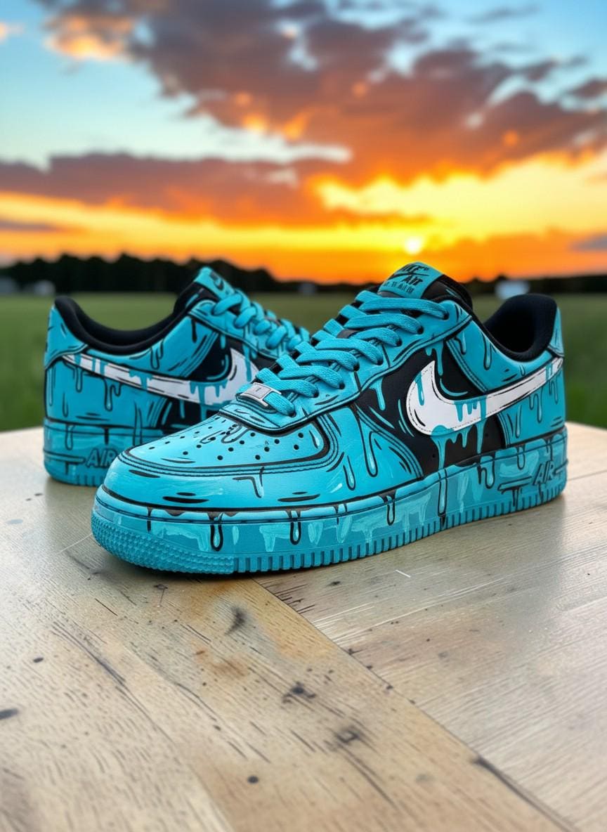 Nike air force 1 custom blue drip - Etsy 日本