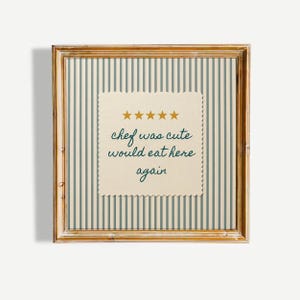 Chef Was Cute Would Eat Here Again Print, Funny Kitchen Wall Art, Retro Quote Poster