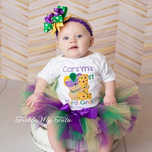 My First Mardi Gras Tutu Outfit-My First Mardi Gras Tutu Set-Baby&#39;s First Mardi Gras-Mardi Gras Birthday Outfit *Bow NOT Included*