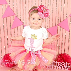 Dark Pink, Pink, and Gold Birthday Princess Tutu Outfit-Pink and Gold Birthday Tutu Outfit-Pink and Gold Princess Tutu *Bow NOT Included*