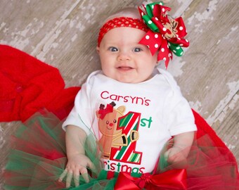 My First Christmas Tutu Outfit-My First Christmas Tutu Set-Baby's First Christmas-Christmas Birthday Tutu Outfit *Bow NOT Included*