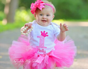 Pink Passion Princess Crown Birthday Tutu Outfit-Pink Princess Tutu Set-First Birthday Princess Crown Tutu Outfit *Bow NOT Included*