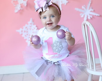 Winter ONEderland Pink Snowflake Winter Themed Birthday Tutu Outfit-Snowflake Princess Tutu Set-Snowflake Birthday Tutu *Bow NOT Included*