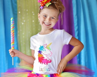 Rainbow Unicorn Birthday Tutu Outfit-Rainbow Birthday Tutu Outfit-Unicorn Birthday Tutu Outfit-Unicorn Birthday Outfit *Bow NOT Included*