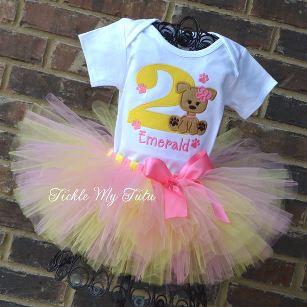 Puppy Paw-ty Birthday Tutu Outfit-Puppy Themed Birthday Tutu Set-Dog Themed Birthday Tutu Set-Dog Birthday Outfit-Puppy Birthday Outfit