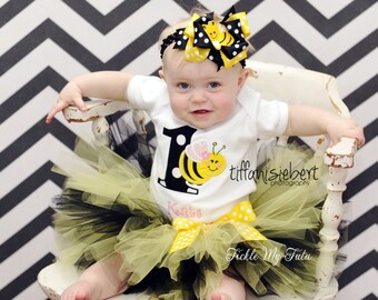 It's My BEE-day Bumble Bee Themed BIrthday Tutu Outfit-Bee Birthday Tutu Set-Bee Party Tutu Outfit-Birthday Bee Outfit *Bow NOT Included*