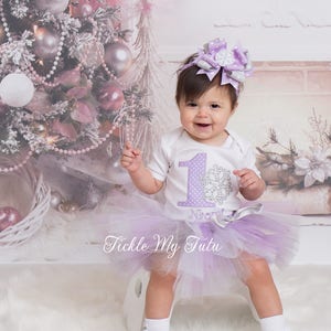Winter ONEderland Lilac Polka Dot Snowflake Winter Themed Birthday Tutu Outfit-Purple Snowflake Birthday Tutu *Bow NOT Included*