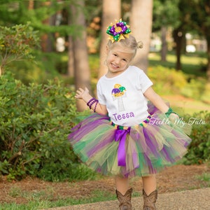 Mardi Gras Initial Jester Hat Tutu Outfit-My First Mardi Gras Outfit-Mardi Gras Pageant-Mardi Gras Birthday Tutu Set *Bow NOT Included*