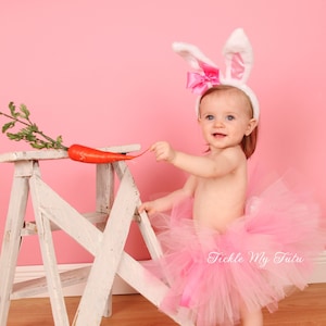 Little Bunny Tutu Costume with Bunny Ears and Removable Bunny Tail, Easter Bunny Costume, Easter Photography Prop, Bunny Halloween Costume