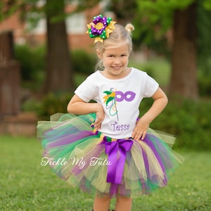 Mardi Gras Mask Tutu Outfit-My First Mardi Gras Outfit-Mardi Gras Pageant Outfit-Mardi Gras Birthday Tutu Set *Bow NOT Included*