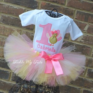 Thanksgiving Birthday Tutu Set-Thanksgiving Birthday Outfit-Thanksgiving Turkey Birthday Outfit-Pink and Gold Thanksgiving Birthday Outfit