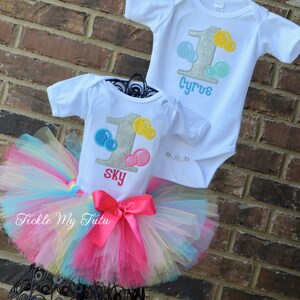 Boy/Girl Twin Bubble Themed Birthday Outfits-Twin Bubbles Birthday Outfit-Bubbles Birthday Tutu Outfit-Twins Bubble Themed Birthday Party