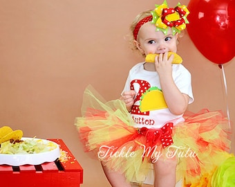 Taco Birthday Tutu Outfit-Girls Taco Birthday Shirt and Tutu-Taco TWOsday Birthday Outfit-Fiesta Birthday Tutu Outfit *Bow NOT Included*