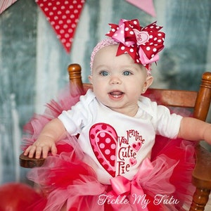 Girls Valentines Outfit-Valentine Cutie Pie Tutu Outfit-My First Valentine's Day Outfit-Valentine's Day Birthday Outfit Bow NOT Included image 1