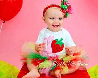 Strawberry Sweetheart Birthday Tutu Outfit-Strawberry First Birthday Outfit-Strawberry Birthday Tutu-Strawberry Birthday *Bow NOT Included*