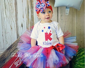 Fourth of July Firecracker Initial or Birthday Number Tutu Outfit-4th of July Pageant Outfit or Birthday Tutu Set *Bow NOT Included*