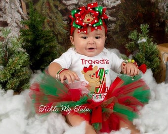My First Christmas Tutu Outfit-My First Christmas Tutu Set-Baby's First Christmas-Christmas Birthday Tutu Outfit *Bow NOT Included*