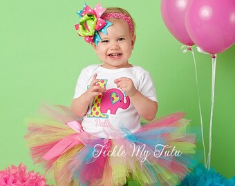 Elephant Birthday Tutu Outfit-Elephant Birthday Tutu Set--Little Peanut Birthday Outfit-1st Birthday Elephant Outfit *Bow NOT Included*