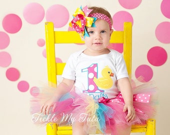 Rubber Ducky Themed Birthday Tutu Outfit-Rubber Ducky Tutu Set-First Birthday Rubber Ducky Party-Rubber Ducky Party *Bow NOT Included*
