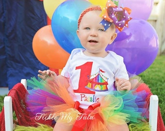 Under the Big Top Rainbow Circus Tent Birthday Number Carnival Themed Birthday Tutu Outfit-Carnival Party Outfit *Bow NOT Included*