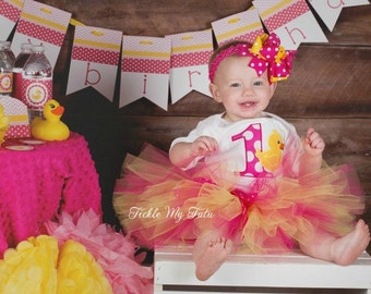 Rubber Ducky Themed Birthday Tutu Outfit-Rubber Ducky Tutu Set-First Birthday Rubber Ducky Party *Bow NOT Included*