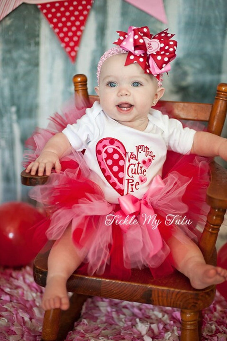 Girls Valentines Outfit-Valentine Cutie Pie Tutu Outfit-My First Valentine's Day Outfit-Valentine's Day Birthday Outfit Bow NOT Included image 1