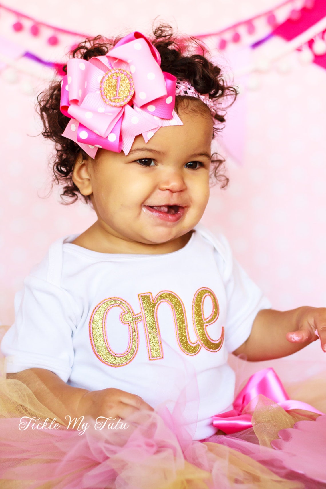 Elegant Pink and Gold Glitter Birthday Tutu Outfitpink and Etsy