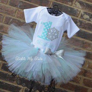 Winter ONEderland Aqua Snowflake Winter Themed Birthday Tutu Outfit-Snowflake Princess Tutu Set-Snowflake Birthday Outfit