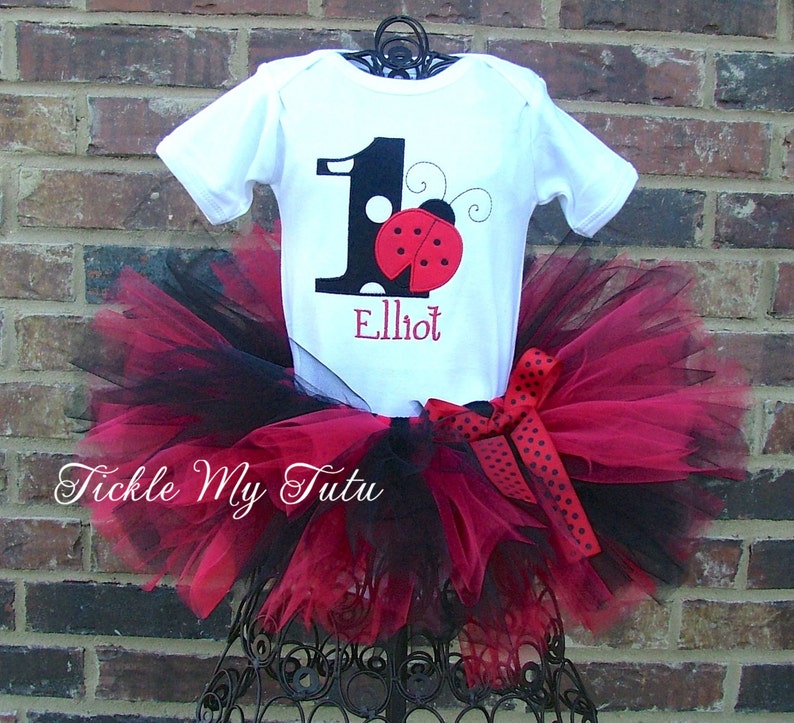 Ladybug Birthday Tutu Outfit-Ladybug Birthday Tutu Set-Ladybug Birthday Outfit-First Birthday Ladybug Tutu Outift-Ladybug Party Outfit image 3