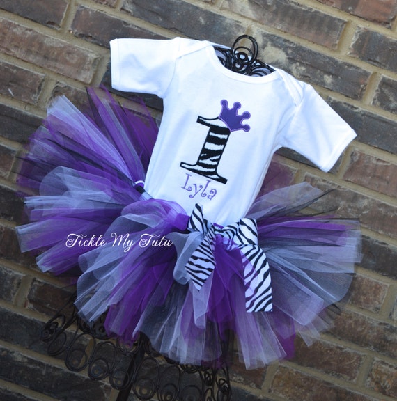 Crown Tutu Outfit-zebra Print 