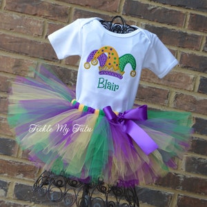 Mardi Gras Outfit-My First Mardi Gras Tutu Outfit-Mardi Gras Pageant Outfit-Mardi Gras Birthday Outfit-Mardi Gras Jester Hat Tutu Outfit