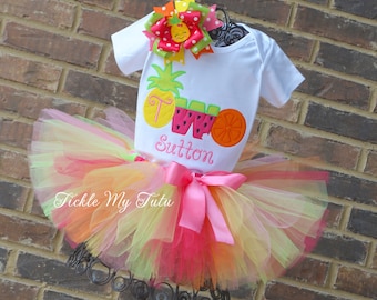 TWOtti Frutti Birthday Outfit-Tutti Frutti Birthday Outfit-Girls Tutti Fruity Birthday Outfit-Pineapple Birthday Outfit *Bow NOT Included*