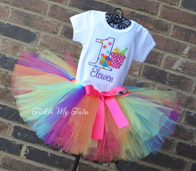 Beach Party Themed Birthday Tutu Outfit-Beach Ball Themed Birthday Outfit-Summer Birthday Party Outfit-Beach Bash Birthday Outfit